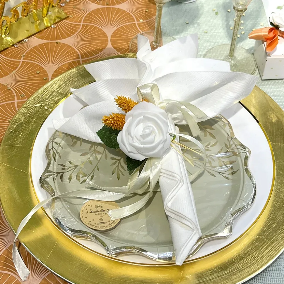 8 ASSIETTES CARTON JOLIS BRINS 23CM VERT SAUGE