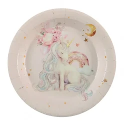 6 ASSIETTES CARTON LICORNE MAGIQUE 22.5CM ROSE
