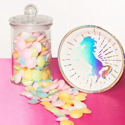 10 ASSIETTES CARTON LICORNE PARTY 23CM BLANC OR