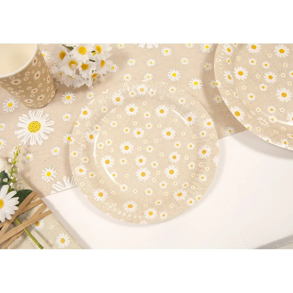 6 ASSIETTES CARTON MARGUERITE 18CM NATURE