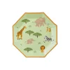 6 ASSIETTES CARTON OCTOGONE SAFARI 23CM VERT