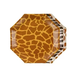 6 ASSIETTES CARTON OCTOGONE SAFARI ANIMAL 23CM