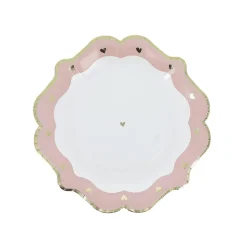 8 ASSIETTES CARTON PETIT C?'UR 23CM ROSE
