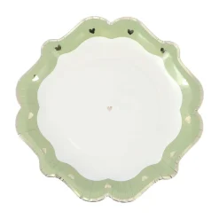 8 ASSIETTES CARTON PETIT C?'UR 23CM VERT-DE-GRIS