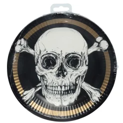 10 ASSIETTES CARTON PIRATE CHIC 23CM NOIR