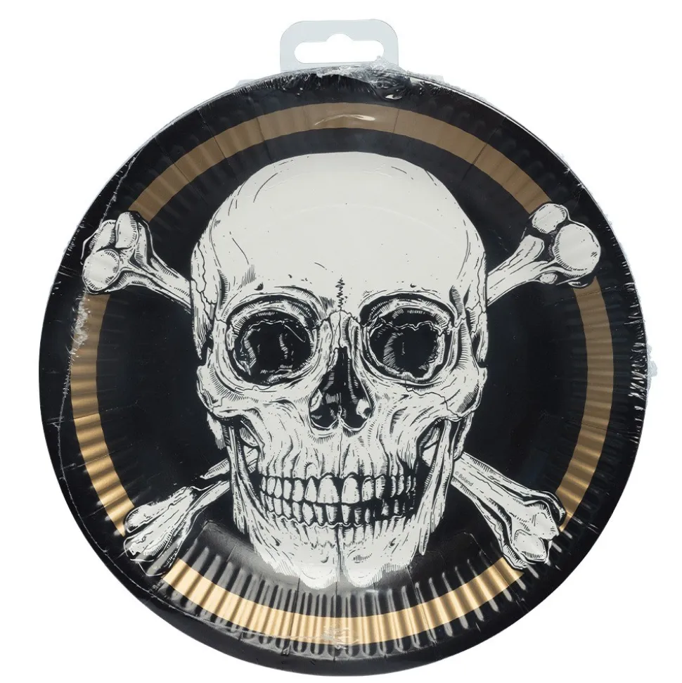 10 ASSIETTES CARTON PIRATE CHIC 23CM NOIR