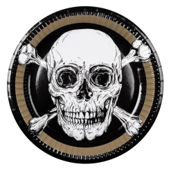 10 ASSIETTES CARTON PIRATE CHIC 23CM NOIR
