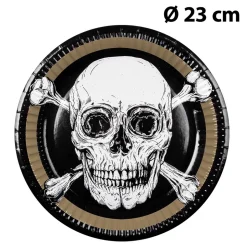10 ASSIETTES CARTON PIRATE CHIC 23CM NOIR