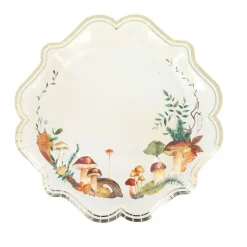 8 ASSIETTES CARTON PROMENADE AUTOMNE 23CM CRÈME