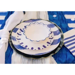 6 ASSIETTES CARTON RAYÉ DOLCE VITA 23CM BLEU BLANC