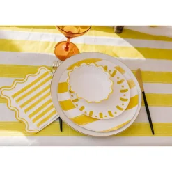 6 ASSIETTES CARTON RAYÉ DOLCE VITA 18CM JAUNE