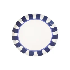 6 ASSIETTES CARTON RAYURES MARITIME 23CM BLEU