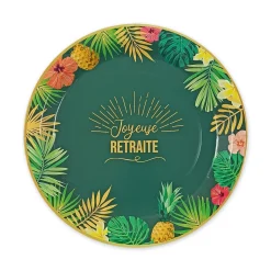 6 ASSIETTES CARTON RETRAITE TROPICAL 23CM VERT