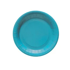 8 ASSIETTES CARTON ROND DESSERT 18CM TURQUOISE