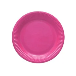 8 ASSIETTES CARTON ROND DESSERT 18CM FUCHSIA