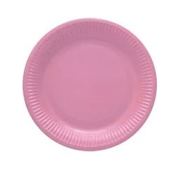 8 ASSIETTES CARTON ROND DESSERT 18CM ROSE