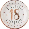 10 ASSIETTES CARTON ROND ÂGE 18ANS 22.5CM OR ROSE