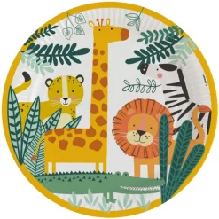 8 ASSIETTES CARTON ROND SAFARI NATURE SAUVAGE 23CM