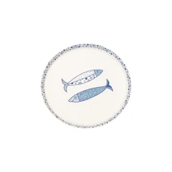 6 ASSIETTES CARTON SARDINES MER 18CM BLEU