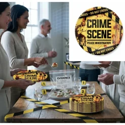 6 ASSIETTES CARTON SCÈNE CRIME POLICE 23CM JAUNE