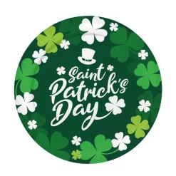 6 ASSIETTES CARTON SHAMROCK ST PATRICK 23CM VERT