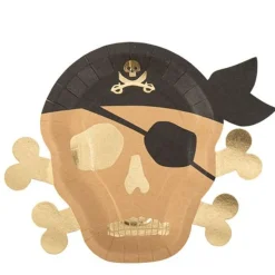 8 ASSIETTES CARTON SIGLE PIRATE 27X22CM KRAFT
