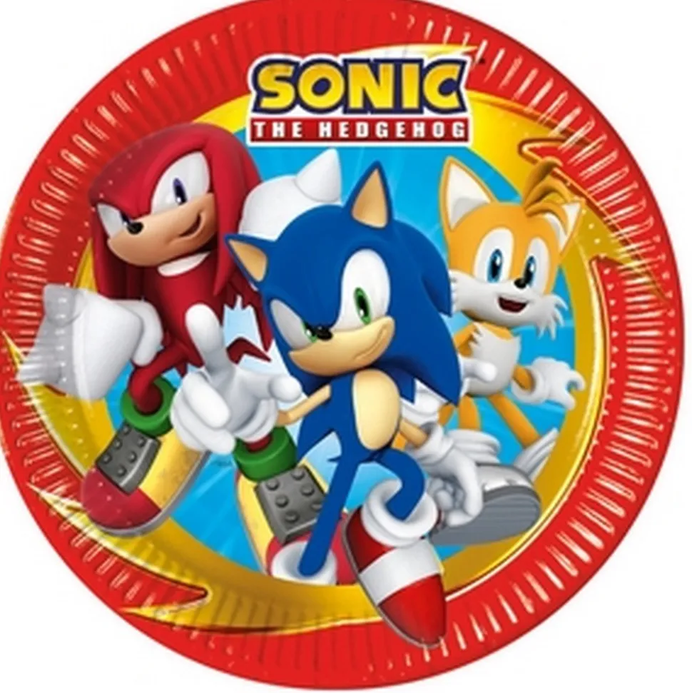 8 ASSIETTES CARTON SONIC SPEED 23CM ROUGE