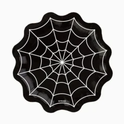 6 ASSIETTES CARTON TOILE ARAIGNÉE 23.5CM NOIR