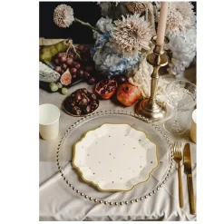 6 ASSIETTES CARTON ÉTOILES OR 21CM BEIGE