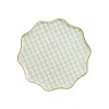 6 ASSIETTES CARTON VICHY BORD OR 23CM VERT