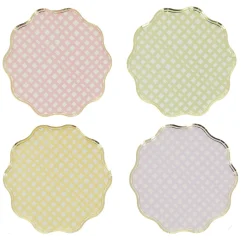 8 ASSIETTES CARTON VICHY 23CM PASTEL