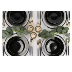 32 ASSIETTES CLASSIC COLLECTION NOIR OR