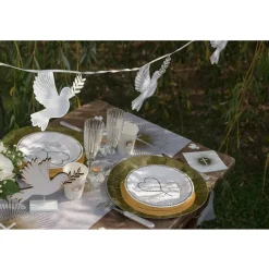 10 ASSIETTES COMMUNION CARTON 22.5CM BLANC OR