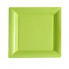 12 ASSIETTES À DESSERT CARRÉES PLASTIQUES RÉUTILISABLES 18CM VERT ANIS