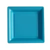 12 ASSIETTES À DESSERT CARRÉES RÉUTILISABLES 18CM BLEU TURQUOISE