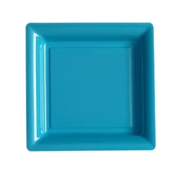 12 ASSIETTES À DESSERT CARRÉES RÉUTILISABLES 18CM BLEU TURQUOISE