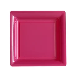 12 ASSIETTES À DESSERT CARRÉES RÉUTILISABLES 18CM ROSE INDIEN