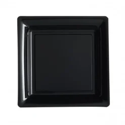 12 ASSIETTES À DESSERT CARRÉES RÉUTILISABLES 18CM NOIR