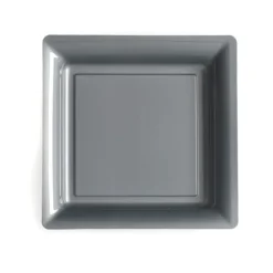 12 ASSIETTES À DESSERT CARRÉES RÉUTILISABLES 18CM GRIS