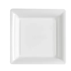 12 ASSIETTES À DESSERT CARRÉES RÉUTILISABLES 18CM BLANC