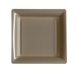 12 ASSIETTES À DESSERT CARRÉES RÉUTILISABLES 18CM TAUPE