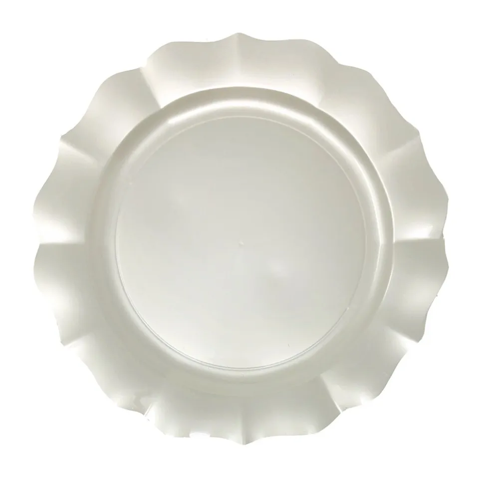 10 ASSIETTES À DINER RÉUTILISABLE 26CM BLANC PERLÉ