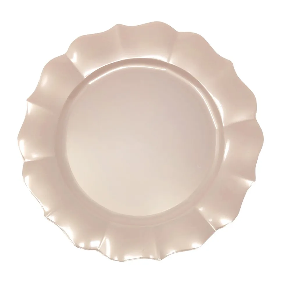 10 ASSIETTES À DINER RÉUTILISABLE 26CM ROSE PERLÉ