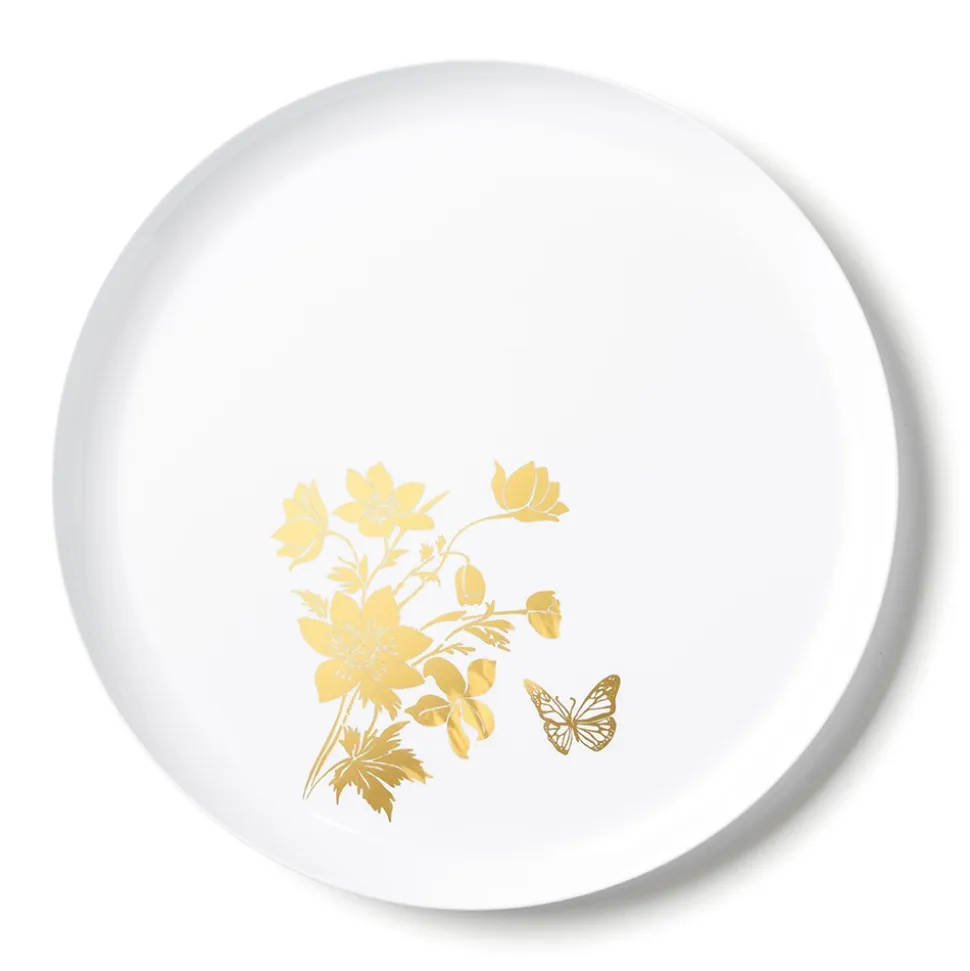 20 ASSIETTES EDGE GARDEN BLANCHES ET OR
