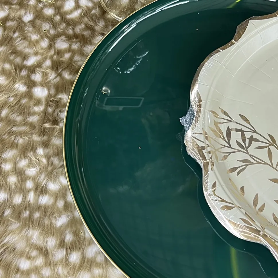 20 ASSIETTES EDGE PRESTIGE VERTES ET OR