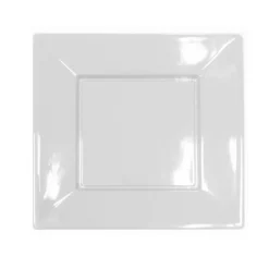 8 ASSIETTES EN CARTON CARRÉES 23CM - BLANC