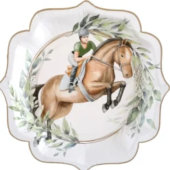 10 ASSIETTES HIPPIQUE CARTON 21CM MULTICOLORE