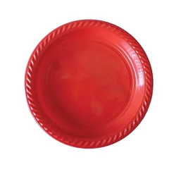 20 ASSIETTES PLASTIQUE RÉUTILISABLE 22CM ROUGE