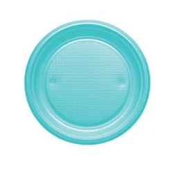 20 ASSIETTES PLASTIQUE RÉUTILISABLE 22CM BLEU CIEL