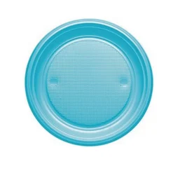 20 ASSIETTES PLASTIQUE RÉUTILISABLE 22CM TURQUOISE